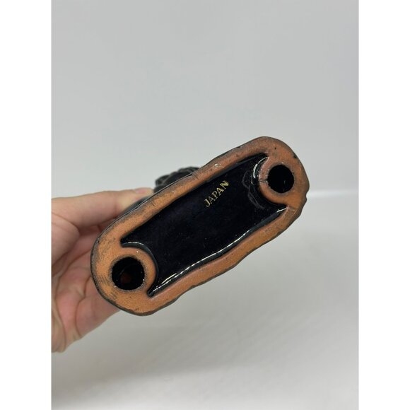 VTG Black Ceramic Lion Figurine With Thermometer Made In Japan MCM Decor Style - Picture 6 of 8